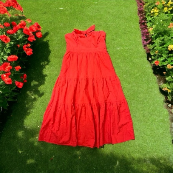 NWT Universal Thread Coral Strapless Cotton Midi Dress - Picture 1 of 15